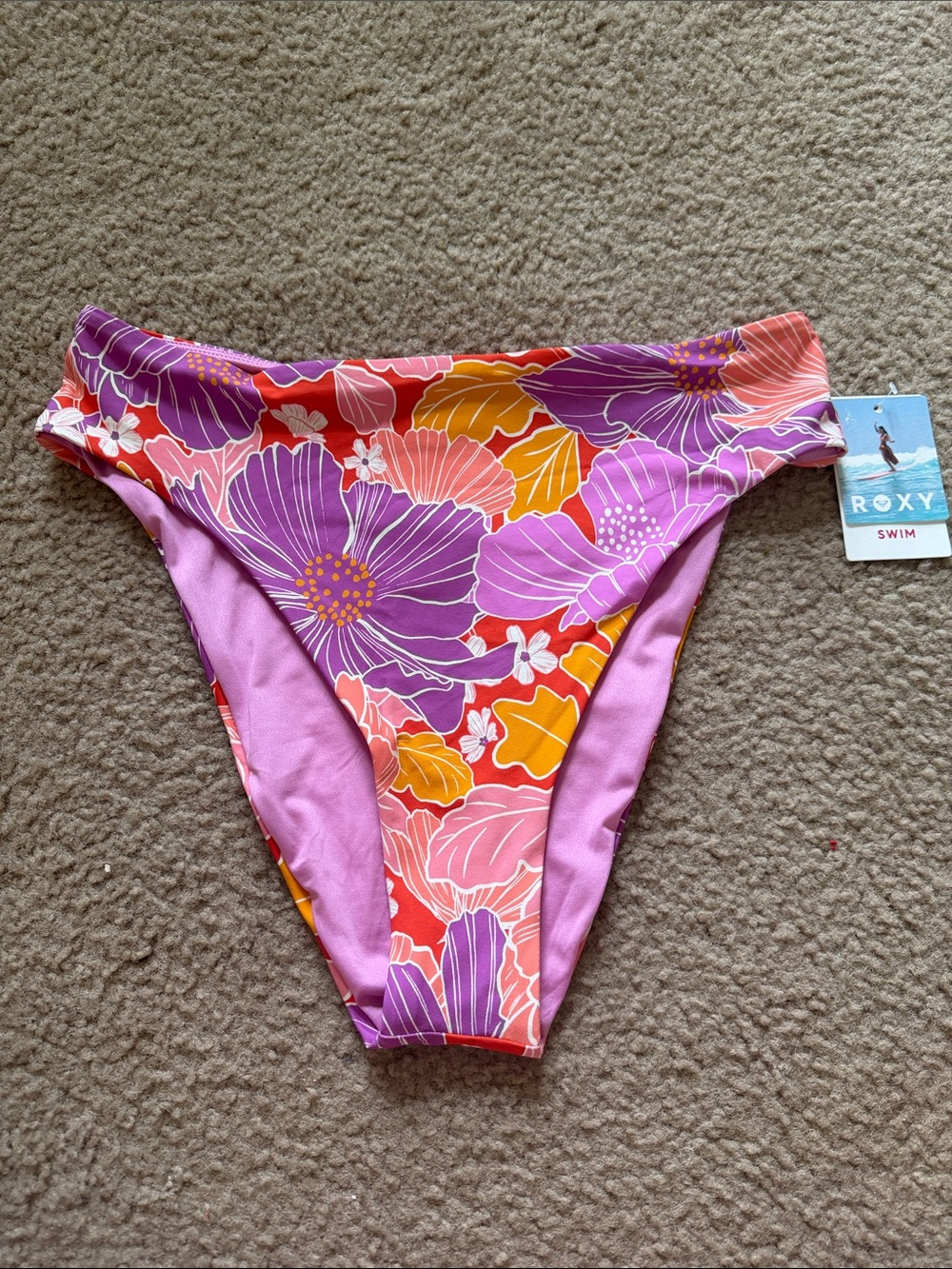 Roxy Bell Bottom Blooms High Waisted Bikini Bottom - Picture 1 of 4